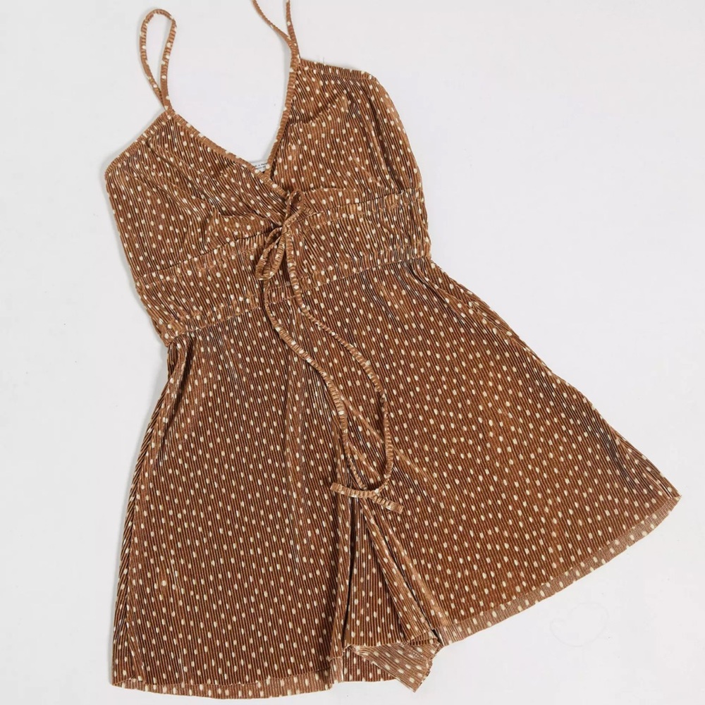 Pull&Bear romper in brown polka dot, M